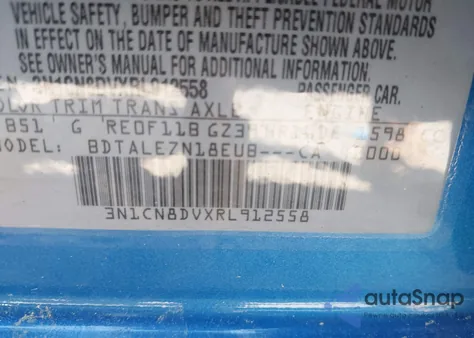 2024 Nissan Versa 1.6 S из США, поврежденный, VIN 3N1CN8DVXRL912558